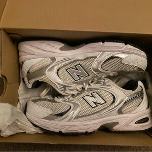 New Balance Silver and White Running Shoes